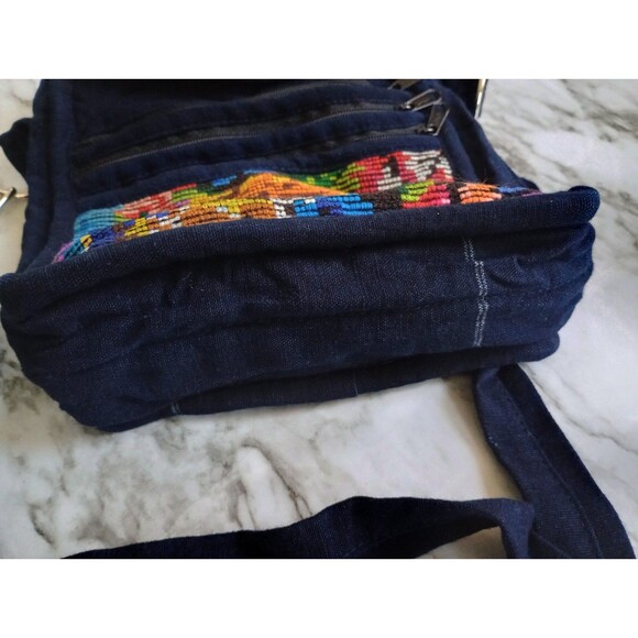 Handmade Crossbody Bag Zip 4 Pockets Quilted Embroidered - Picture 9 of 11